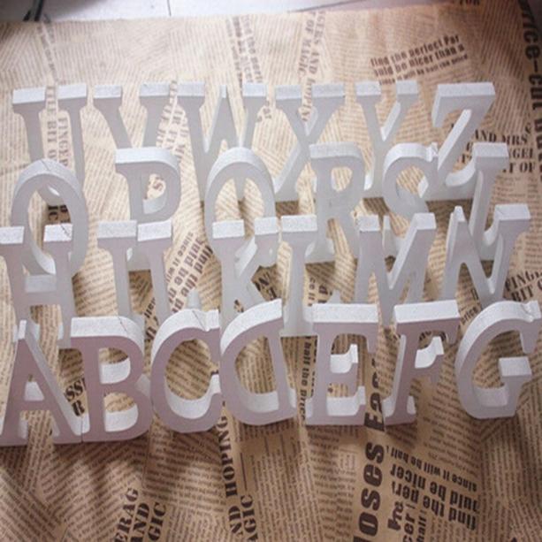 1pc Freestanding Wooden Letters White Alphabet